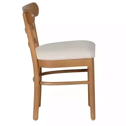 New Kirklands Home Cream Upholstered Wood Dining Chairs, Set of 2 White
