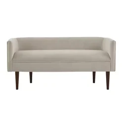 Hot Kirklands Home Cream Velvet Low Back Transitional Settee Ivory