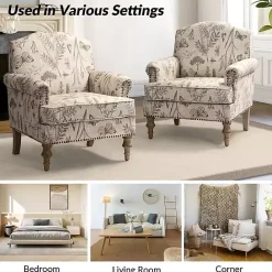 New Kirklands Home Cream Vintage Birds Traditional Accent Chair