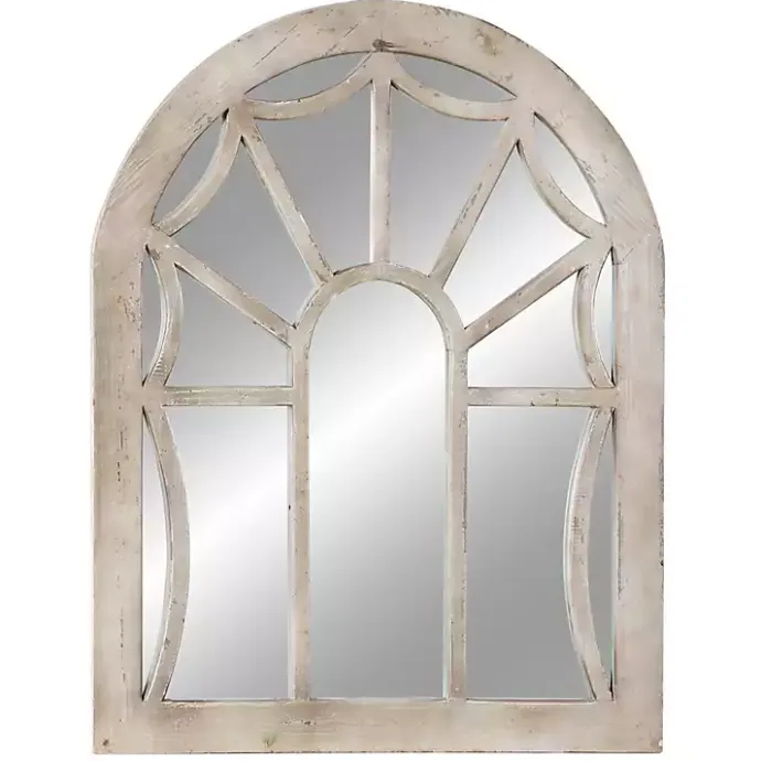 Outlet Kirklands Home Cream Vintage Fir Wood Arch Framed Mirror