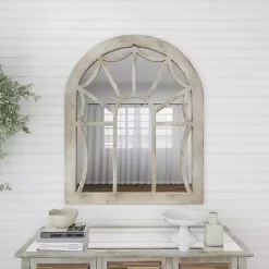 Outlet Kirklands Home Cream Vintage Fir Wood Arch Framed Mirror