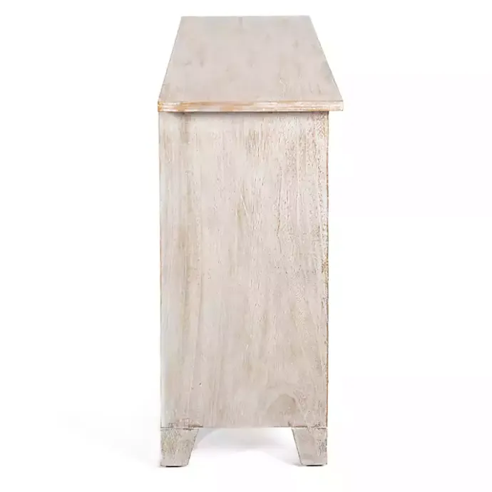 Sale Kirklands Home Cream Washed Wood Carved Door Cabinet Tan