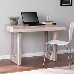 Online Kirklands Home Cream Wood Faux Marble Desk