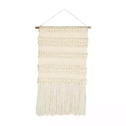 New Kirklands Home Cream Woven Fringe Macrame Wall Hanging Ivory