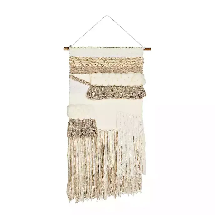 Kirklands Home Cream Woven Layered Textured Macrame Wall Hanging Ivory