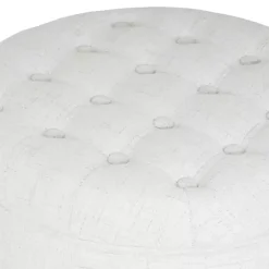 New Kirklands Home Cream Woven Upholstered Tufted Storage Ottoman White