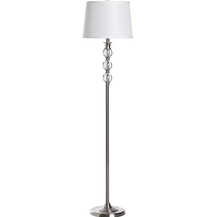 Kirklands Home Crystal and Silver Metal Floor Lamp White