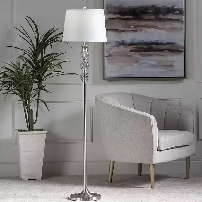Kirklands Home Crystal and Silver Metal Floor Lamp White