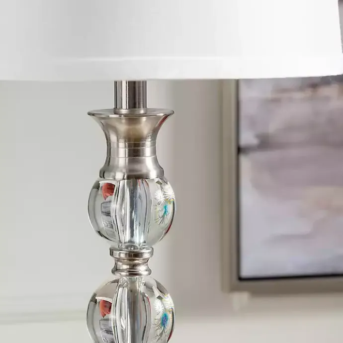 Kirklands Home Crystal and Silver Metal Floor Lamp White
