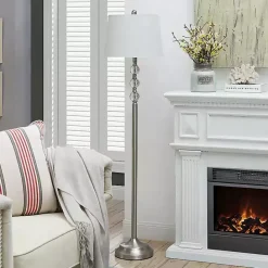 Hot Kirklands Home Crystal Spheres Brushed Nickel Floor Lamp White