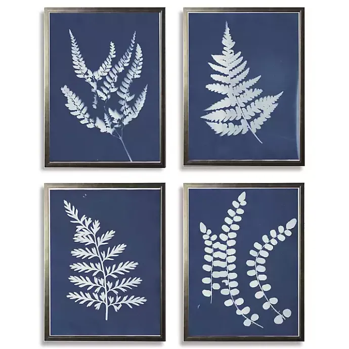 Kirklands Home Cyanotype Ferns Framed Art Prints, Set of 4