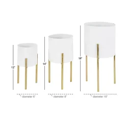 Clearance Kirklands Home Daisy Modern Iron Planters, Set of 3 White