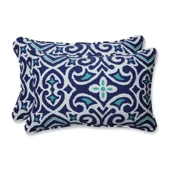 Hot Kirklands Home Damask Marine Rectangle Outdoor Pillows, Set of 2