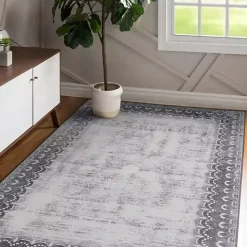 Online Kirklands Home Dardon Bordered Washable Area Rug, 5x7 Gray