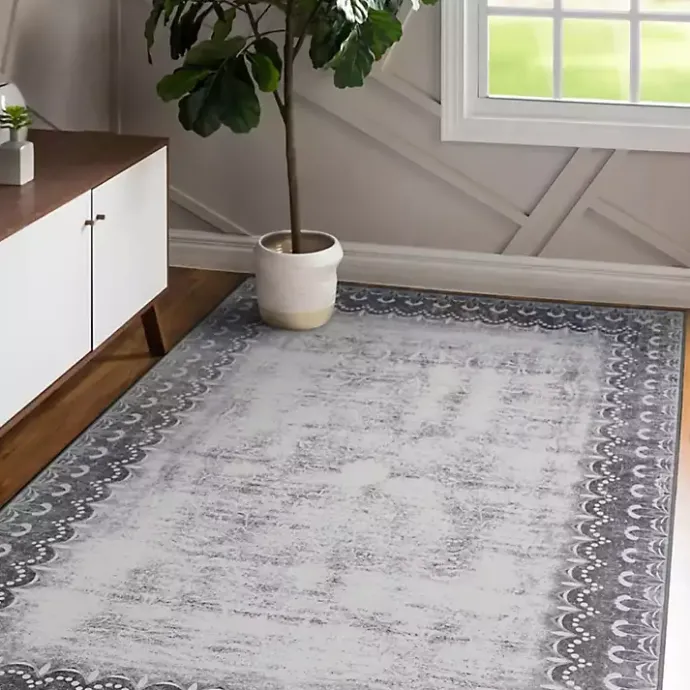 Online Kirklands Home Dardon Bordered Washable Area Rug, 5x7 Gray