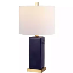 New Kirklands Home Dark Blue Ceramic Square Wendi Table Lamp White