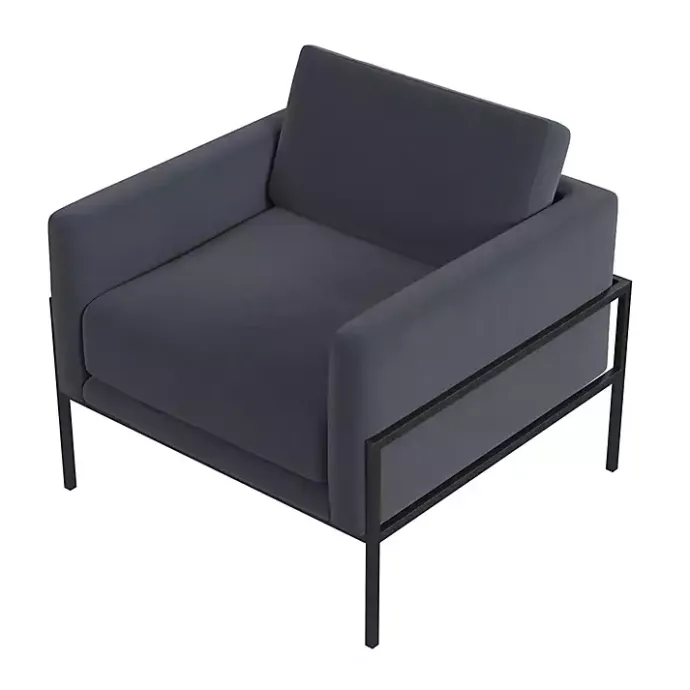 Discount Kirklands Home Dark Velvet Black Metal Accent Chair Blue