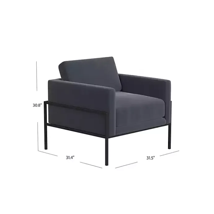 Discount Kirklands Home Dark Velvet Black Metal Accent Chair Blue