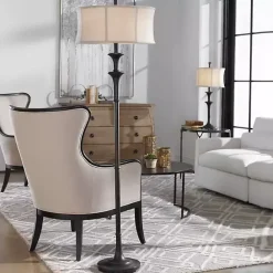 Outlet Kirklands Home Dark Bronze Metal Flare Floor Lamp Tan