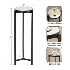 Kirklands Home Dark Bronze Mirrored Tabletop Aguilar Drink Table Brown