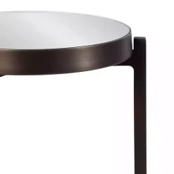 Kirklands Home Dark Bronze Mirrored Tabletop Aguilar Drink Table Brown