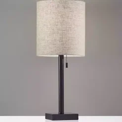 Best Kirklands Home Dark Bronze Square Base Table Lamp Ivory