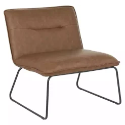 Outlet Kirklands Home Dark Faux Leather Sleigh Accent Chair Brown