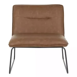 Outlet Kirklands Home Dark Faux Leather Sleigh Accent Chair Brown