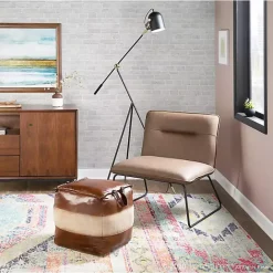 Outlet Kirklands Home Dark Faux Leather Sleigh Accent Chair Brown