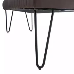 Online Kirklands Home Dark Leather Tufted Panel Bench Brown