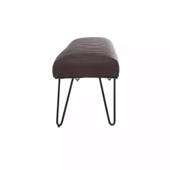 Online Kirklands Home Dark Leather Tufted Panel Bench Brown