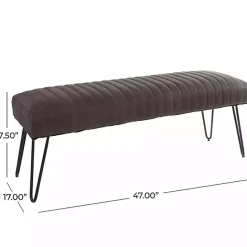 Online Kirklands Home Dark Leather Tufted Panel Bench Brown