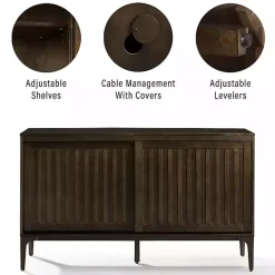 Online Kirklands Home Dark Slatted Sliding Door Sideboard Brown