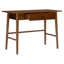 Best Kirklands Home Dark Wood 1-Drawer Midcentury Modern Desk Brown