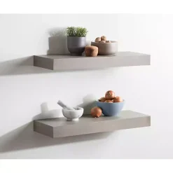 Outlet Kirklands Home Dark Brown Wood Floating Shelves, Set of 2