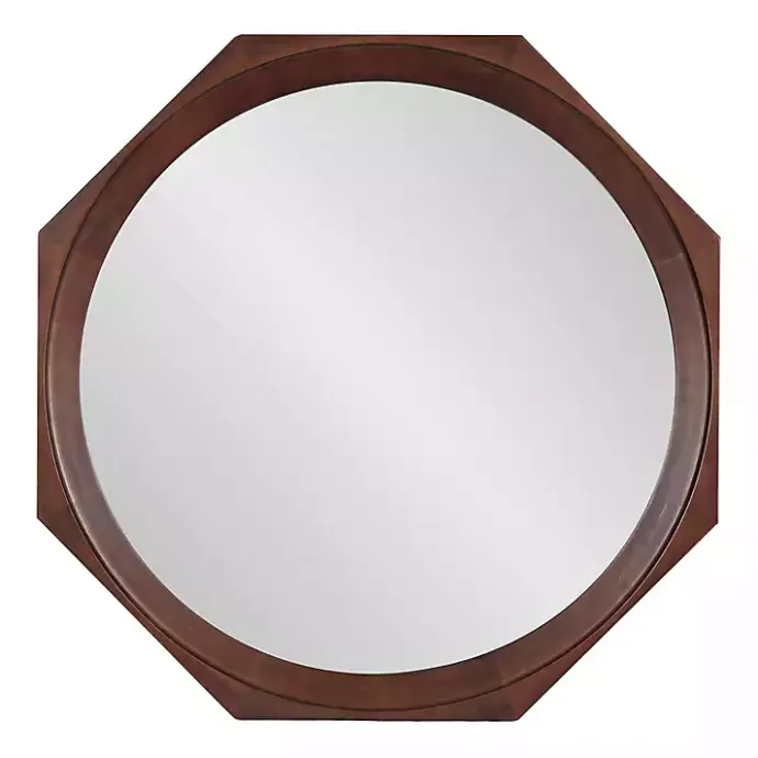 Online Kirklands Home Dark Wood Octagon Cyrus Wall Mirror Brown