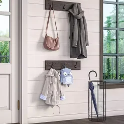 Clearance Kirklands Home Dark Brown Wooden 3-Hook Coat Racks, Set of 2