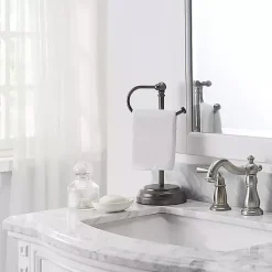 Best Kirklands Home Dark Chrome Hook Countertop Towel Holder Gray