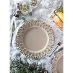 Discount Kirklands Home Dark Cream Plume Border Chargers, Set of 4 Ivory