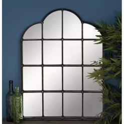 Kirklands Home Dark Crown Frame Windowpane Mirror