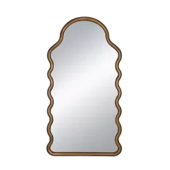 Kirklands Home Dark Gold Arched Wavy Wall Mirror