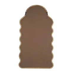 Kirklands Home Dark Gold Arched Wavy Wall Mirror