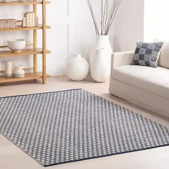 Sale Kirklands Home Dark Gray and Ivory Dainty Diamond Area Rug, 5x8