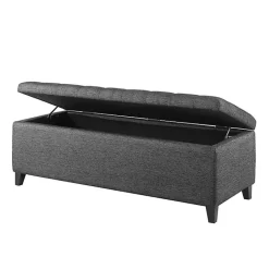 Discount Kirklands Home Dark Button Tufted Storage Bench Gray