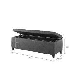 Discount Kirklands Home Dark Button Tufted Storage Bench Gray