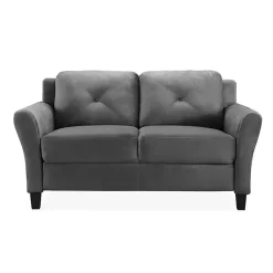 Outlet Kirklands Home Dark Kelly Microfiber Rolled Arm Loveseat Gray