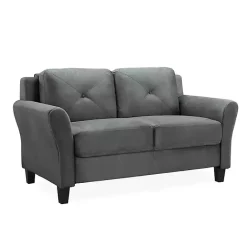 Outlet Kirklands Home Dark Kelly Microfiber Rolled Arm Loveseat Gray