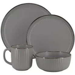 New Kirklands Home Dark Leo Stoneware 16-pc. Dinnerware Set Gray