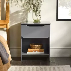 Clearance Kirklands Home Dark Stanley Single Drawer Nightstand Gray