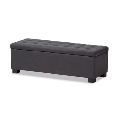New Kirklands Home Dark Tufted Contemporary Storage Bench Gray